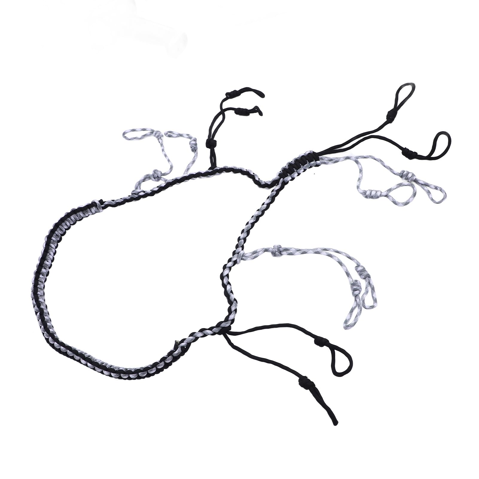 Cordino per richiamo per anatre, portatile, in paracord intrecciato di nylon con anelli per attività all'aperto. (Nera)