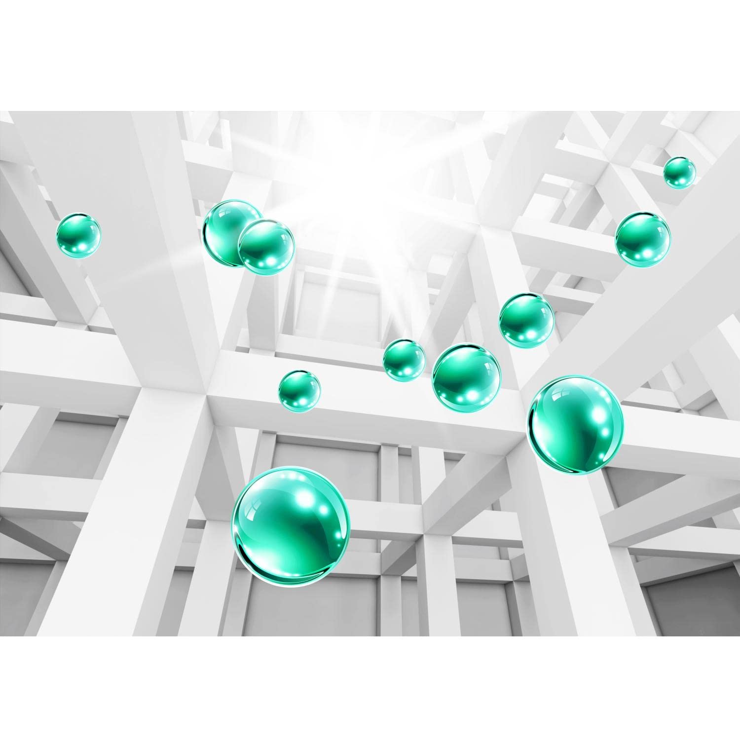 Runa Art Carta da parati fotografica 396 x 280 cm sfera 3D astratta | Vello Decorazione Murale Soggiorno Camera Da Letto | Manifattura tedesca | Bianco verde 9287012b