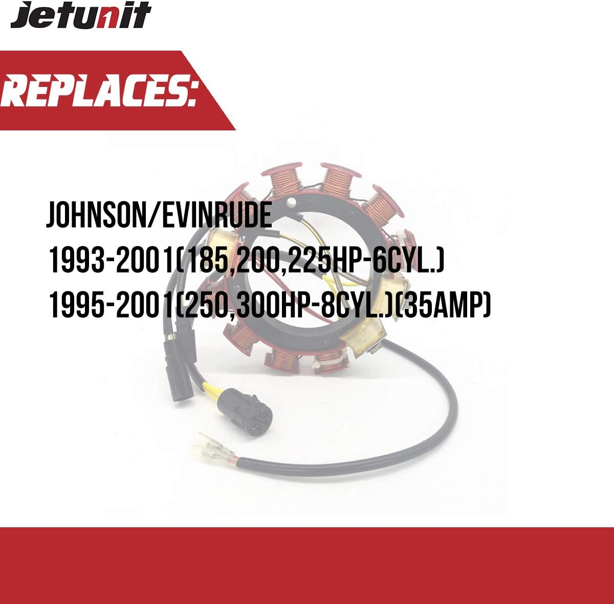 Stator For Johnson Evinrude 173-4643 584643 Outboard 185 200 225 250 300 HP 763779 18-5862 18-5877 1993-2001 35-Amp 2-Stroke 6/8-Cylinder