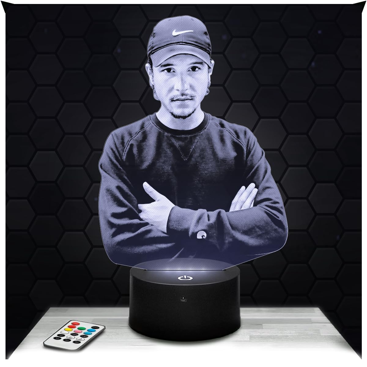 Lampephoto.fr - 3D Lamp Nekfeu French Rapper, Touch LED Night Light, 3D Hologram Effect, Christmas Birthday Gift Idea for Men and Women, Bedroom Decoration Object