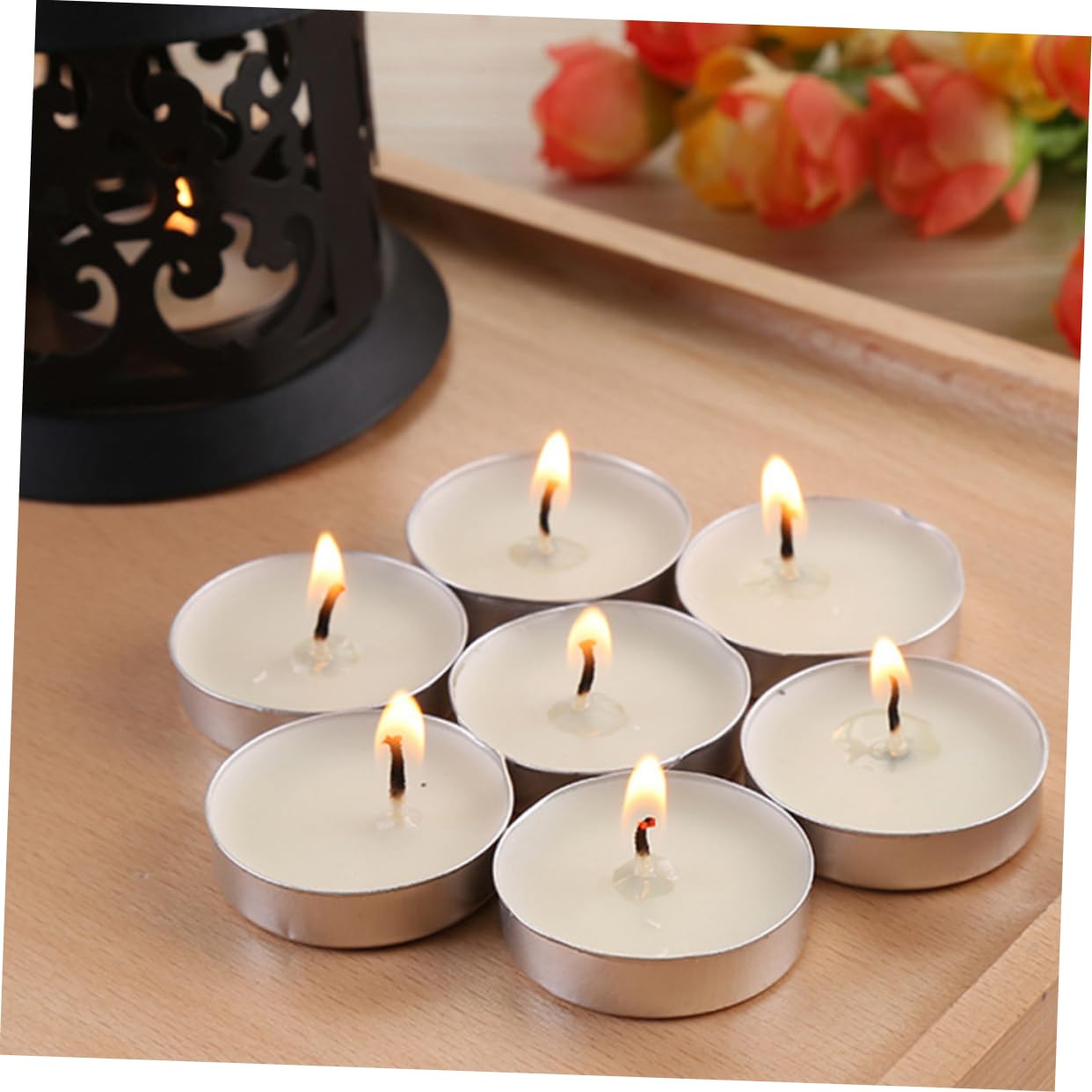 Candele Tealight Rotonde 100 Pezzi in Paraffina, Bianco