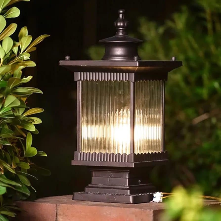 Image of Glowave Decorative Outdoor Coffee Square Post Light Pillar Light Column Light, Waterproof Lantern Post for Patio or Fench Deck, Doorway Porch Pillar Lamp - Warm White (6735-Coffee)