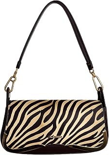 Steve Madden BESME Zebra Print Flap Shoulder Bag Brown/Cream