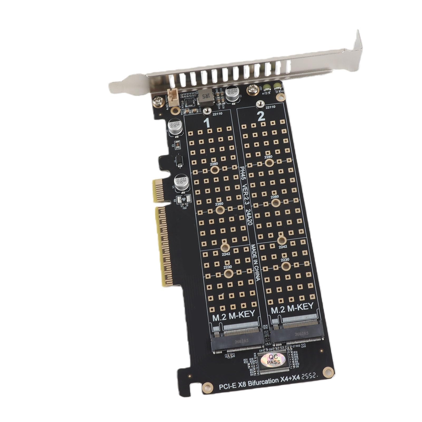 Tarjeta adaptadora PH45, Tarjeta de expansión del Lector, Adaptador M.2 Adaptador PCIE Dual M.2, Disco Duro M Key, SSD NVMe M.2 Dual a convertidor de Disco Duro PCIE X8 M Key(ph45)