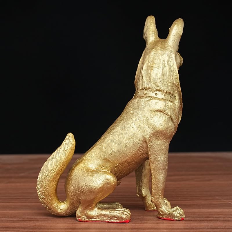 NIBHZ Mosiężna statua psa figurka zwierzątko rzeźba na blacie dekoracja stołu figurka wewnętrzna do domu lub biura,12cm