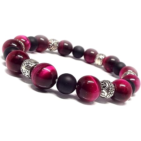Amazon Co Jp Sion 天然石 タイガーアイ マットオニキス メンズ パワーブレスレット ピンクタイガーアイ ホーム キッチン