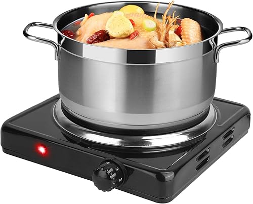 Miniatura 49 de Estufa eléctrica portátil, estufa eléctrica de doble quemador de 2000 W, quemadores infrarrojos para cocinar, quemadores dobles con placa de vidrio