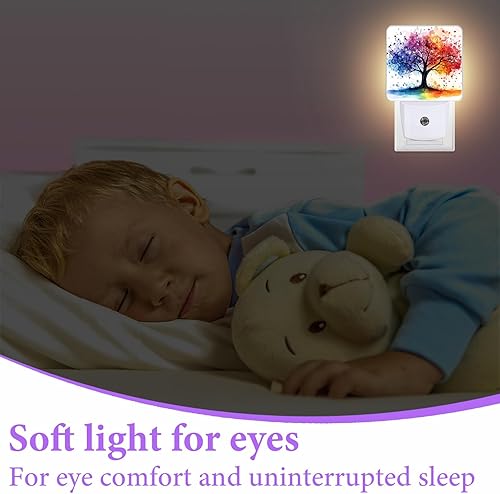 Miniatura 7 de Luz nocturna de árboles coloridos, luces nocturnas enchufables con sensor de atardecer a amanecer para dormitorio, baño y sala de estar, lámpara