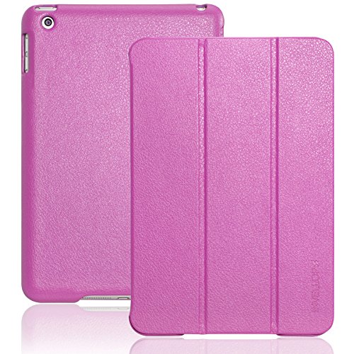 INVELLOP iPad Mini 4 case, Hot Pink Leatherette Case Cover for Apple iPad Mini 4 (2015 Release) (Fits ONLY iPad Mini 4th Generation) (Hot Pink)