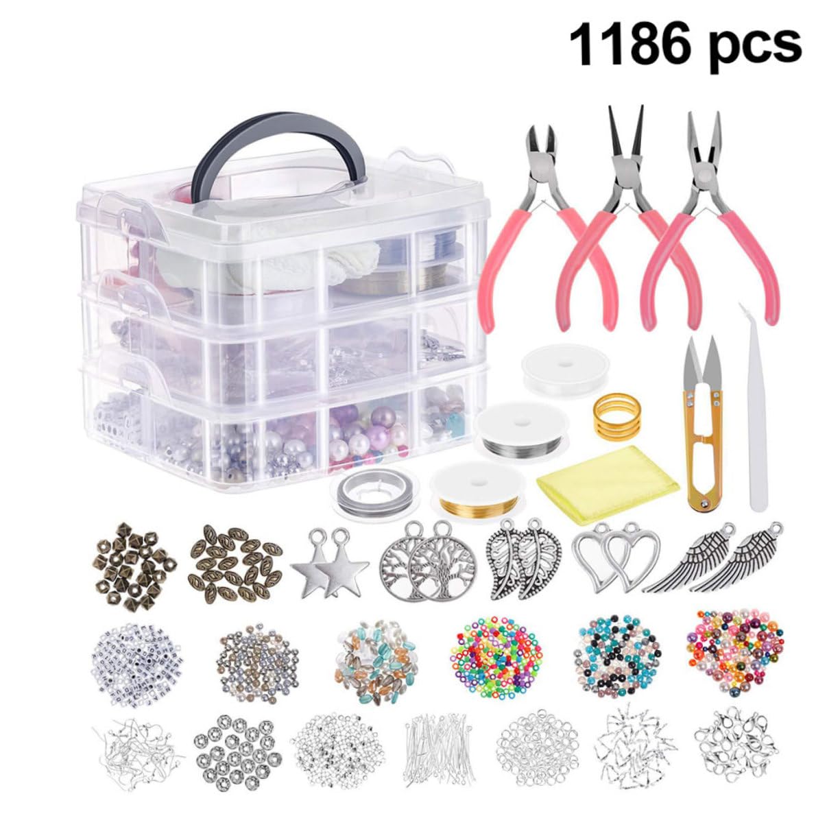 Hohopeti Kit de Fabrication de Bijoux DIY 1186 Pièces, Trois Couches