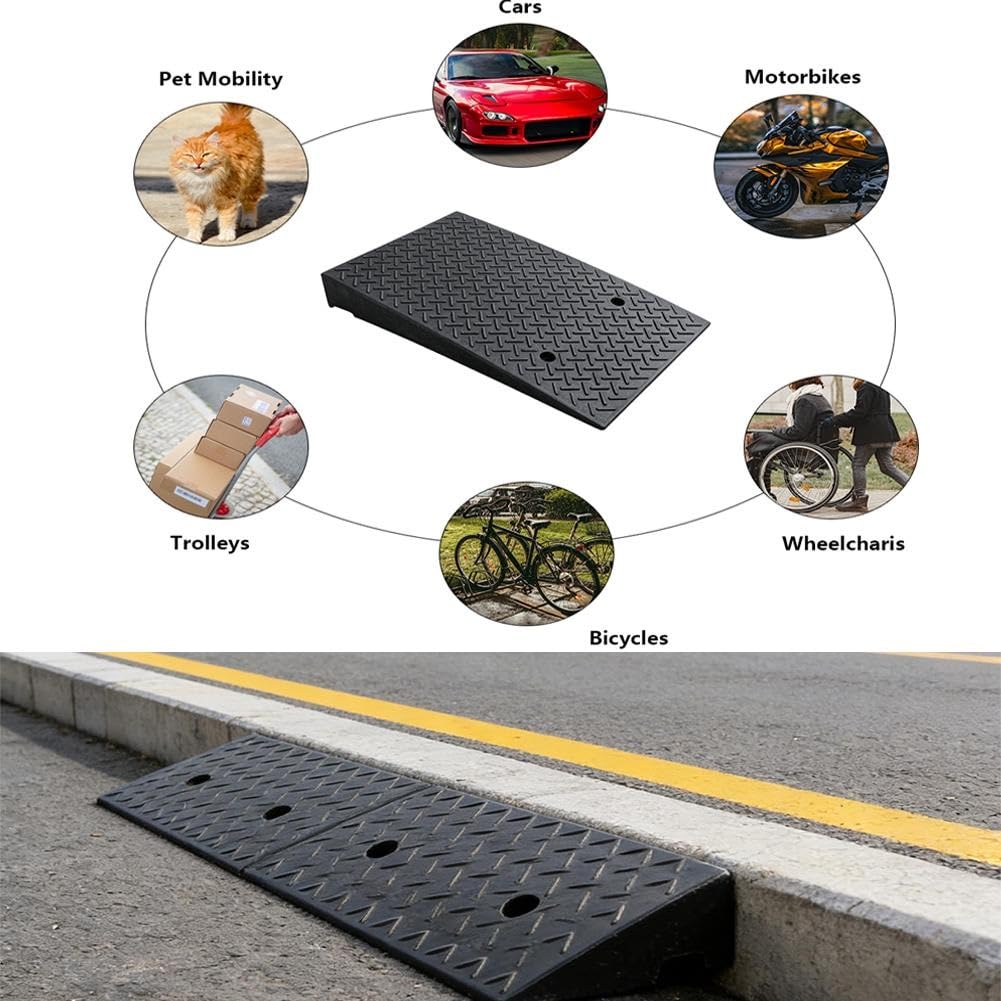 Rampa para Coche, Antideslizante Rampa de Carga 22000 LB de Capacidad | L 50 cm x W 80 cm, Altura de 10-15 cm, para Silla de Ruedas Coche Moto Scooter(13cm/5.1" H)