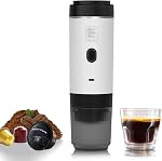 Machine à expresso électrique portable, cafetière de voyage pour le camping, voiture, RV & Randonnée, Auto-chauffage avec Type-C, Compatible avec le café au sol & NS Gélules (Noir avec LCD Écran)