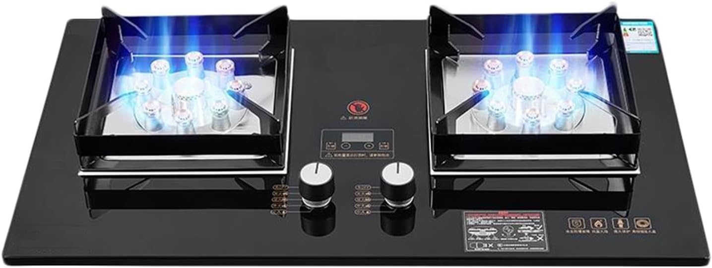 Gas Stove,5.2KW Nine-cavity High-fire Timer,Gas/LP Conversion,Accidental Flameout Protection Device,for Home Kitchen(LPG)