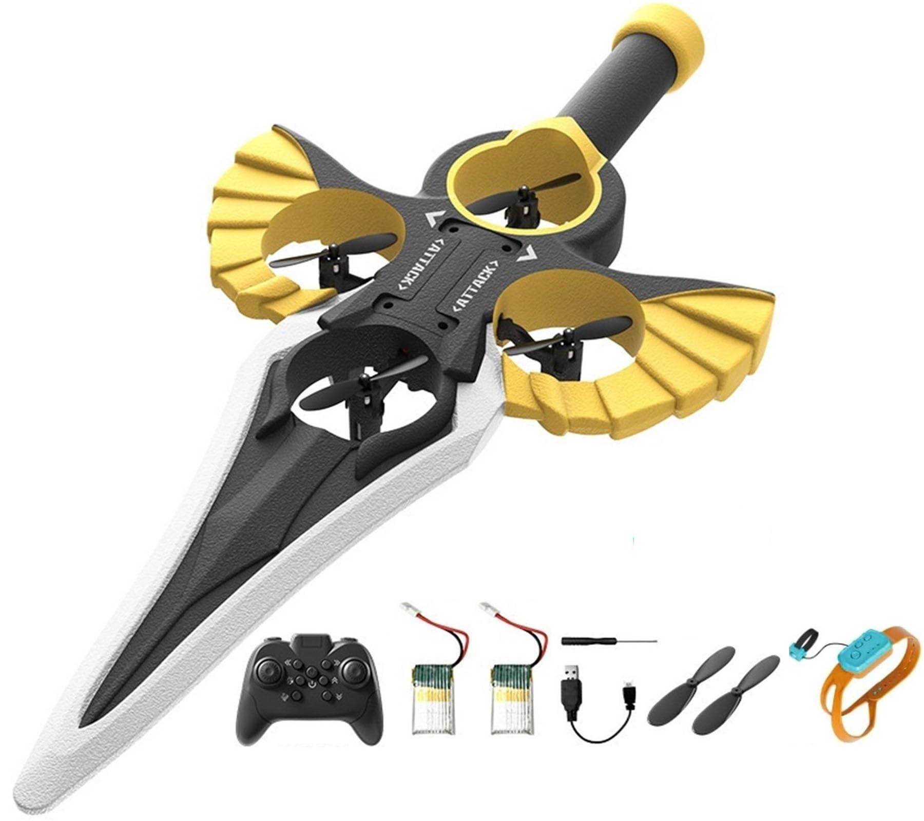 HUFENYU Remote Flying Sword Flying Sword Rc Glider Interactive Flying Sword Drone For Adults Hand Remote Controlled Flying Sword Drone With LED Lights 3-Speed(Black Gold)