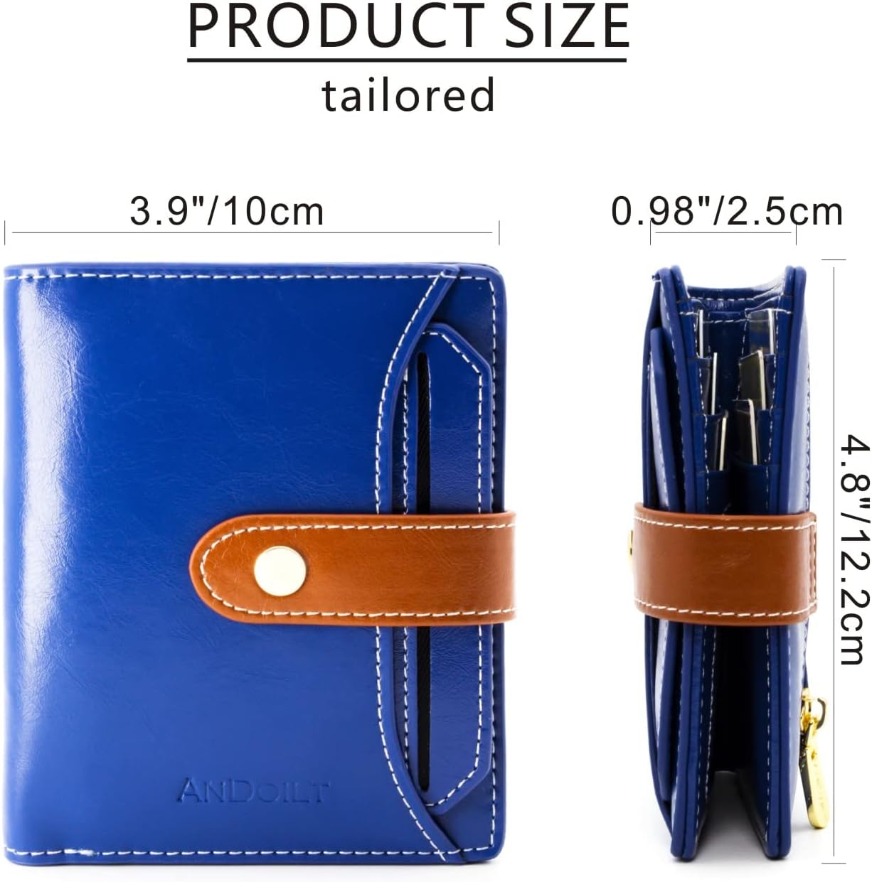 ANDOILT Wallets for Women Genuine Leather Small Bifold Wallet RFID Blocking Card Case Purse with ID Window Coin Pocket | Small, RFID Blocking, Card Case, Purse, with ID Window, Coin Pocket - Image 3