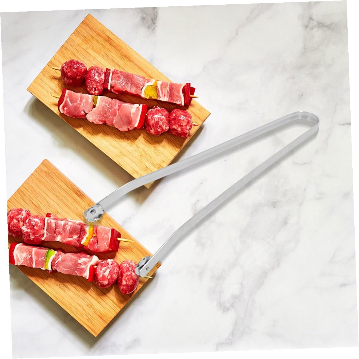 jojofuny Pinze per Barbecue in Acciaio Inox 2 Pezzi Manico e Rotante, Utensili Versatili per Carne e Verdure, per Grigliate All'aperto