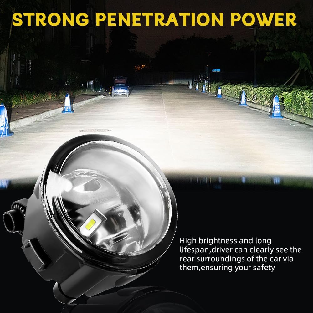 Compatible with Nissan Rogue 2011-2013 Fog Light Assembly, Left+Right Pair, 12V 55W LED Fog Bulb, Plug and Play, 6000k Coolwhite, Pack of 2