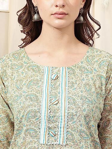 Image of MIRCHI FASHION Pure Cotton Straight Kurta Set for Women with Pant | Printed Kurta Pant Set | Ethnic Office Wear Kurta Set with Trouser