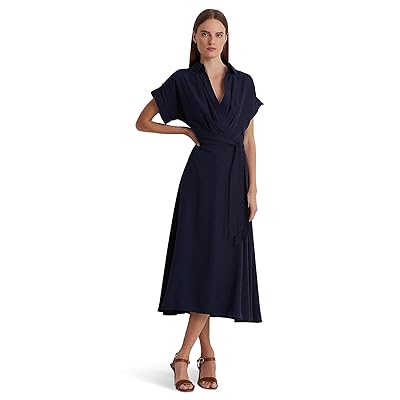 Lauren Ralph Lauren Belted Crepe Dress Women