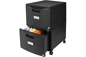 Storex Plastic Two-Drawer Mobile Pedestal File Cabinet for Home and Office