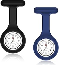 Nurse Watch Brooch, Health Care Nurse Doctor Paramedic Medical Industry Brooch Fob Watch, Professionals Silicone Nurses Watches with Pin/Clip, Easy to Carry (Navy+Black)