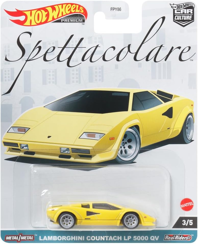 Hot Wheels Hkc47 Car Culture Spetta Colare - Lamborghini Countach Lp 5000 Qv [3 Years Old And Up], Yellow