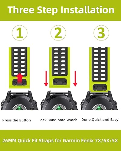Miniatura 6 de Compatible con Garmin Fenix 7X6X5X, correa de reloj de silicona de ajuste rápido de 1.024 in con cierre magnético, correa de reloj de repuesto para