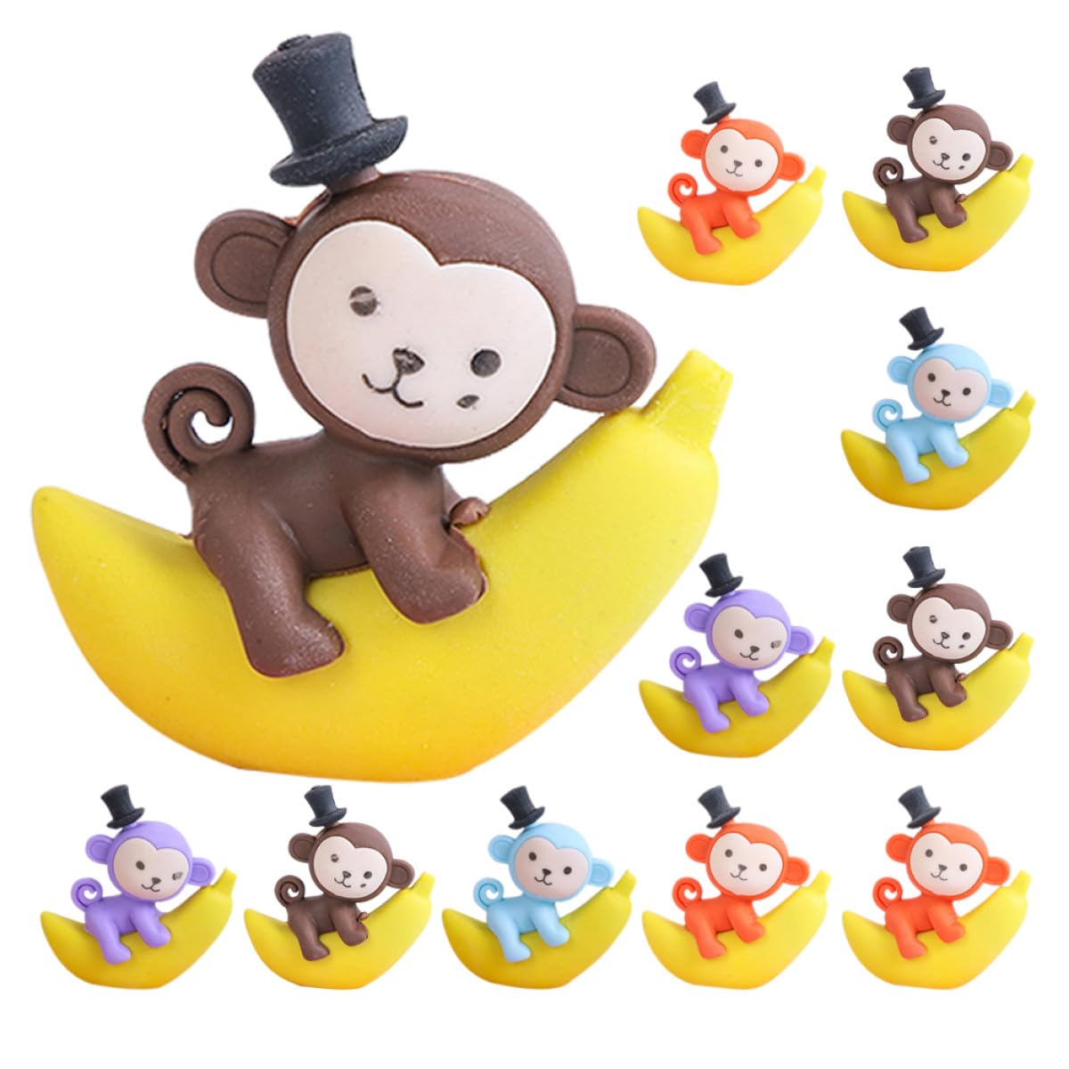48 Stück Radiergummis Bananen Affenmotiv Bruchfeste Schul Radiergummis Kleine Kreative Radierer für Schüler Bunte Cartoon Schreibwaren zum Mitnehmen Zufällige Farbe