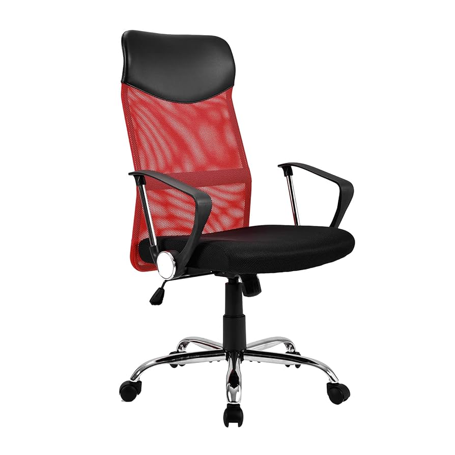 【レッド】オフィスチェア メッシュ+PU ハイバック　大人気 レッド】オフィスチェア メッシュ+PU ハイバック 大人気