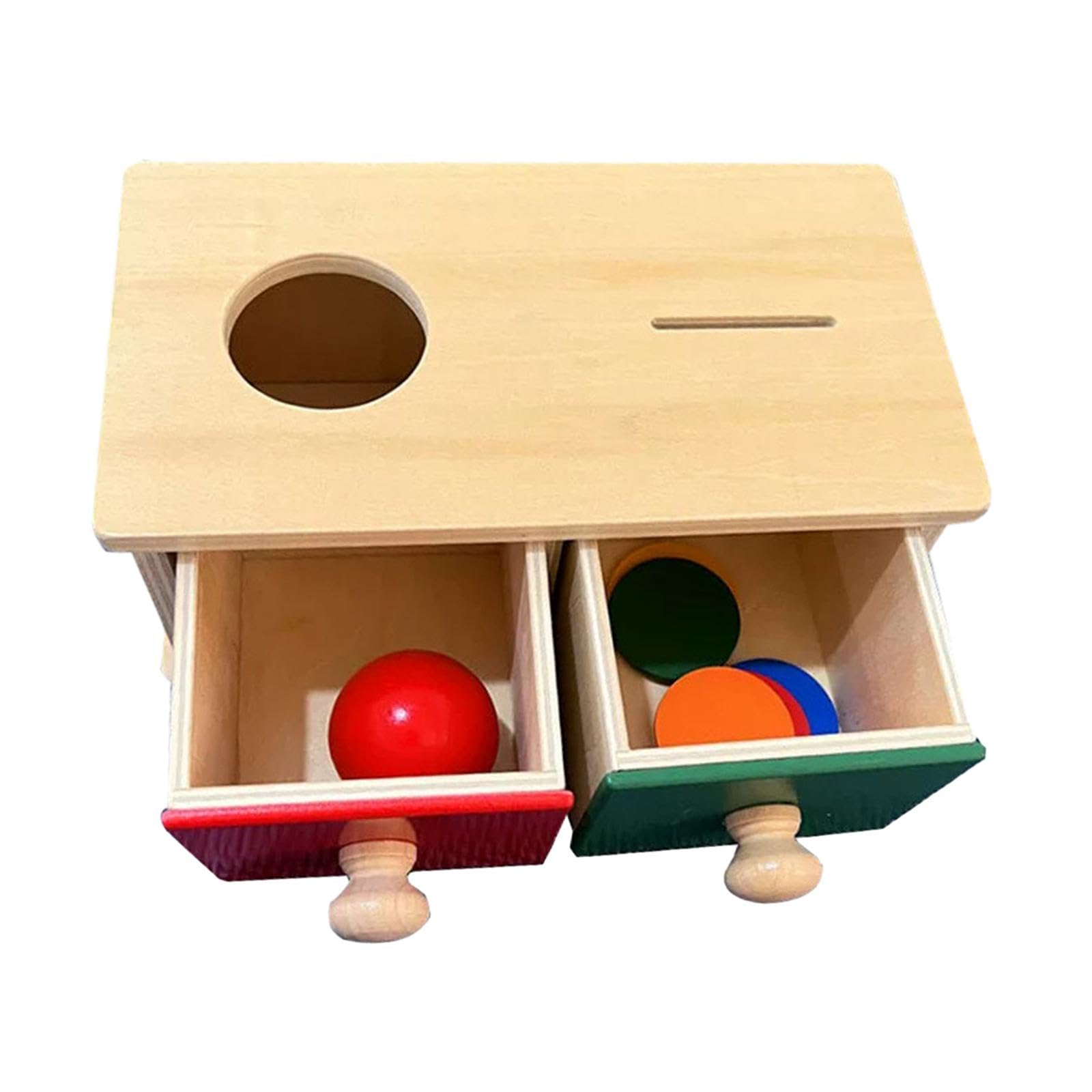 Scatola in Legno per La degli Oggetti, Giocattolo, Strumento Didattico, Giocattolo per Lo Sviluppo dei Colori, Giocatt, 2 cassetti