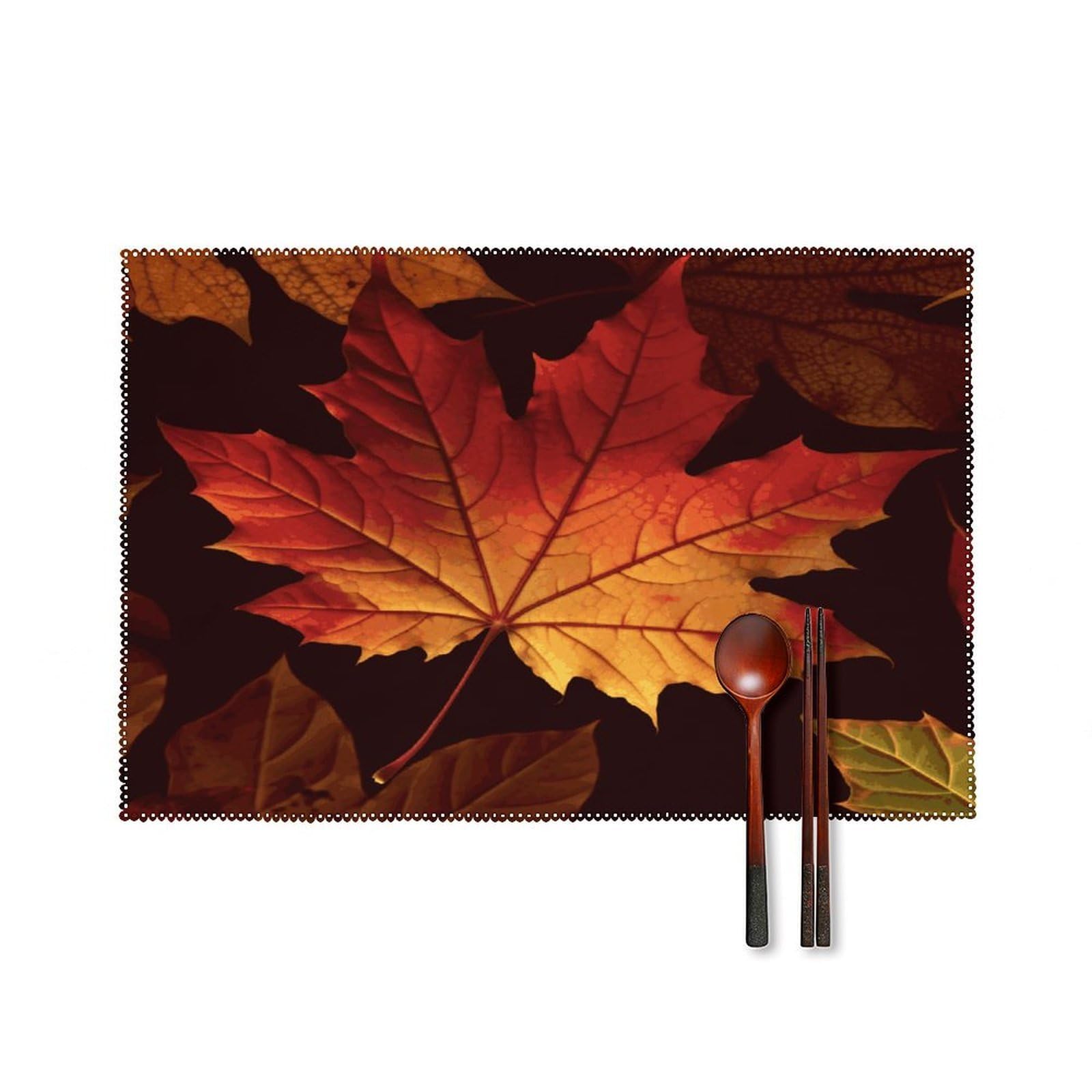 Fodpand Style Fall Autumn Leaves Placemats Set Of 4 Place Mats Table Mats