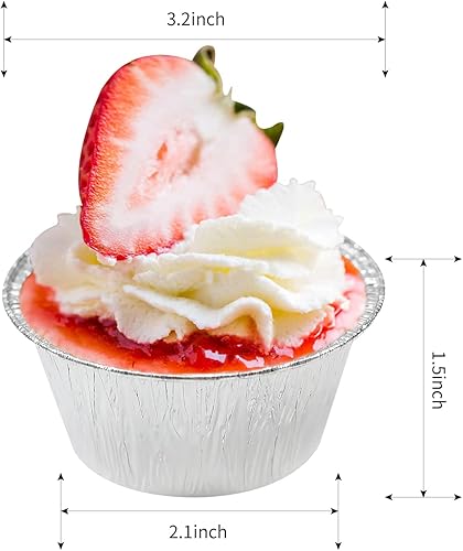 Miniatura 4 de Tazas de papel de aluminio para hornear, Ramekin desechables de 4 onzas, forros de aluminio para cupcakes, 150 piezas de papel plateado para