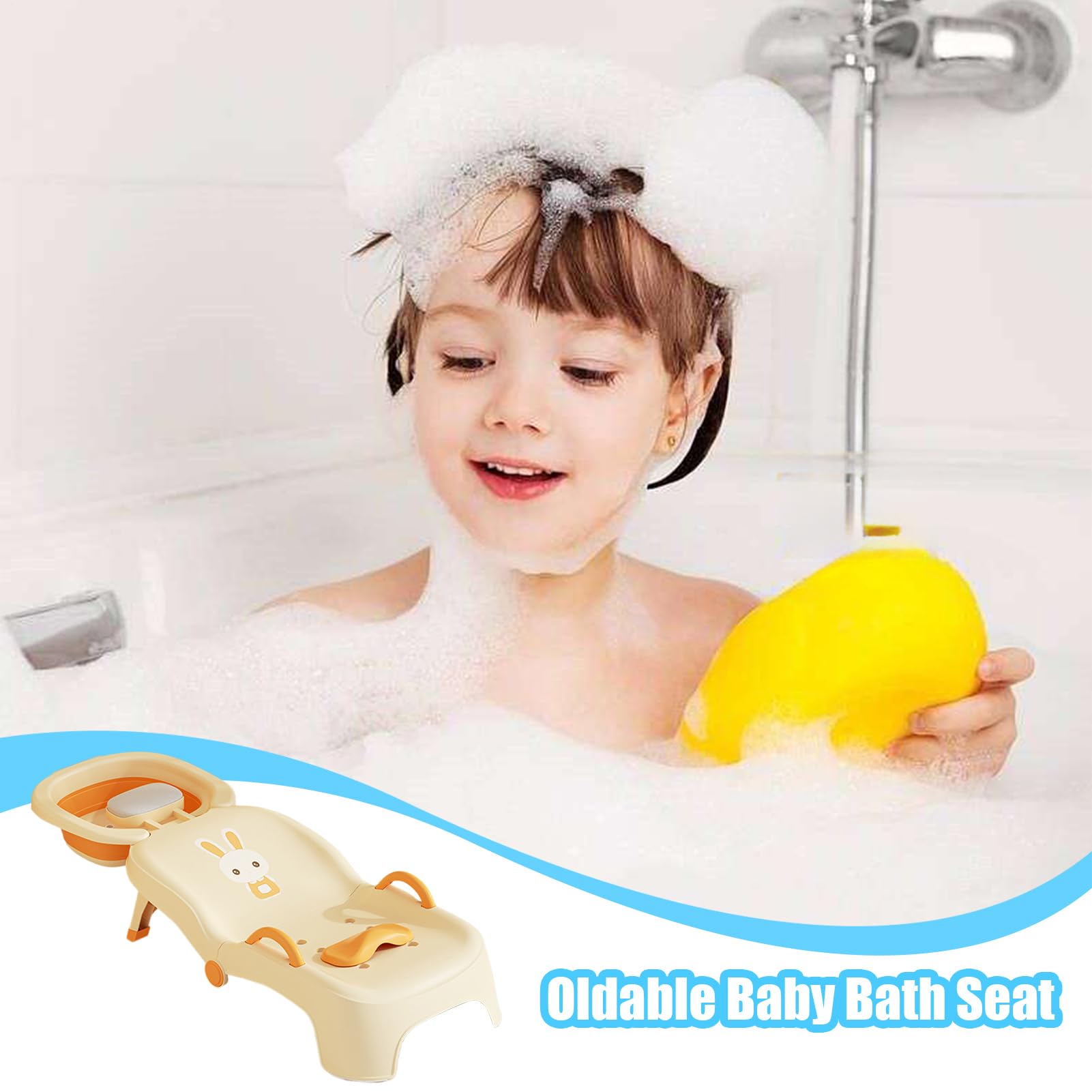 Sedile Lavatesta Pieghevole Per Bambini - Sedia Da Bagno Portatile, Poggiatesta Regolabile, Reclinabile, Base Antiscivolo Di Sicurezza, Comodo Supporto Per Bambini Piccoli | Pratico Da Installare Con