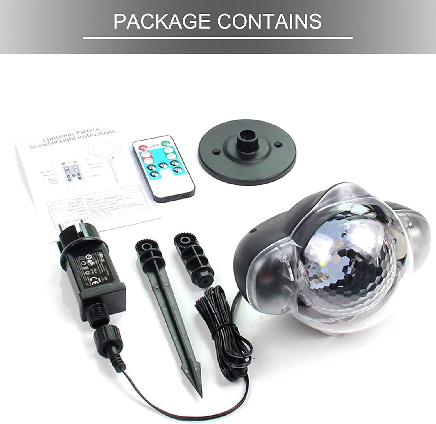 Proiettore di luci per neve, proiettore di luce rotante natalizio con fiocchi di neve, IP65, impermeabile, per esterni, per Halloween, vacanze, feste, decorazione domestica, giardino, con telecomando