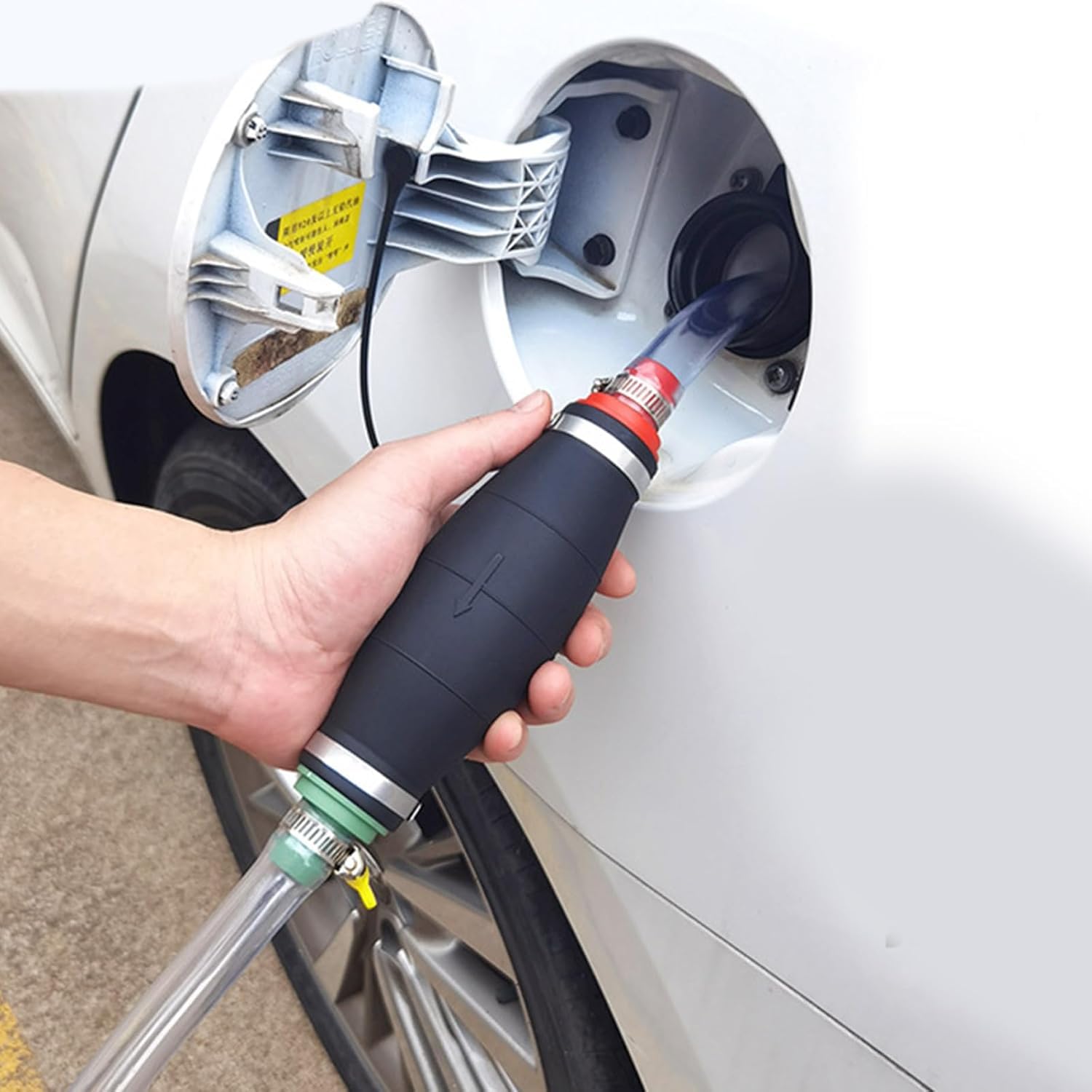 Bomba Manual de Combustible - Manguera Sifón 2.5m para Gasolina/Diésel/Agua con 4 Abrazaderas + Válvula, Ideal para Bidones y Depósitos