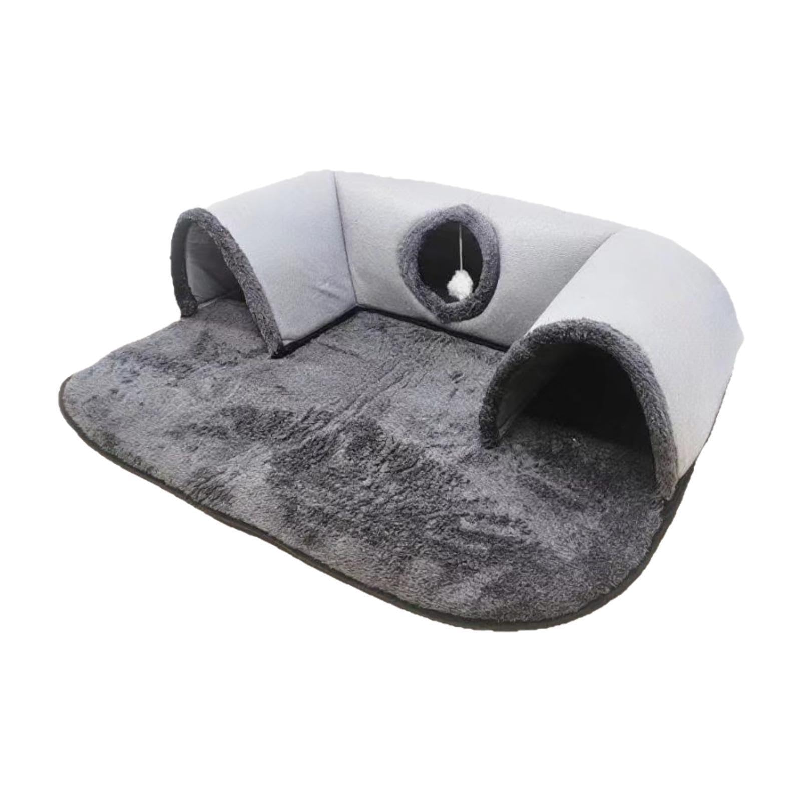 Tunnel pour Chat avec Niche, Lit Tunnel, Tapis Amovible, Cubes Pliables pour Chatons et Petits Animaux, Idéal pour La à L'intérieur Ou à L&, S