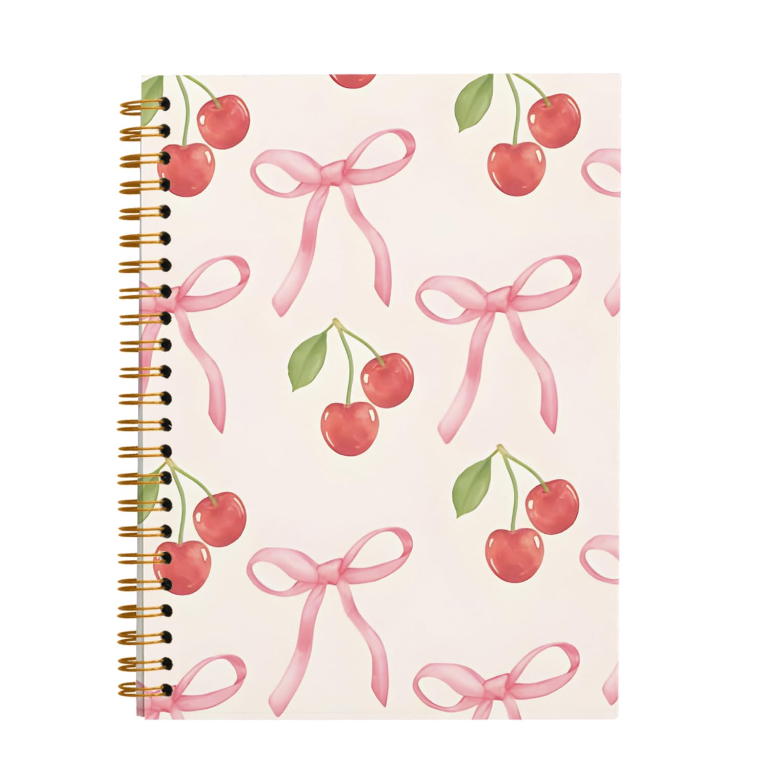OXW Coquette Pink Bow Notebook Journal, Pink Cute Notebook Journal for Women Girls, Cherry Notebook, Coquette School Supplies, Coquette Stuff Planner,