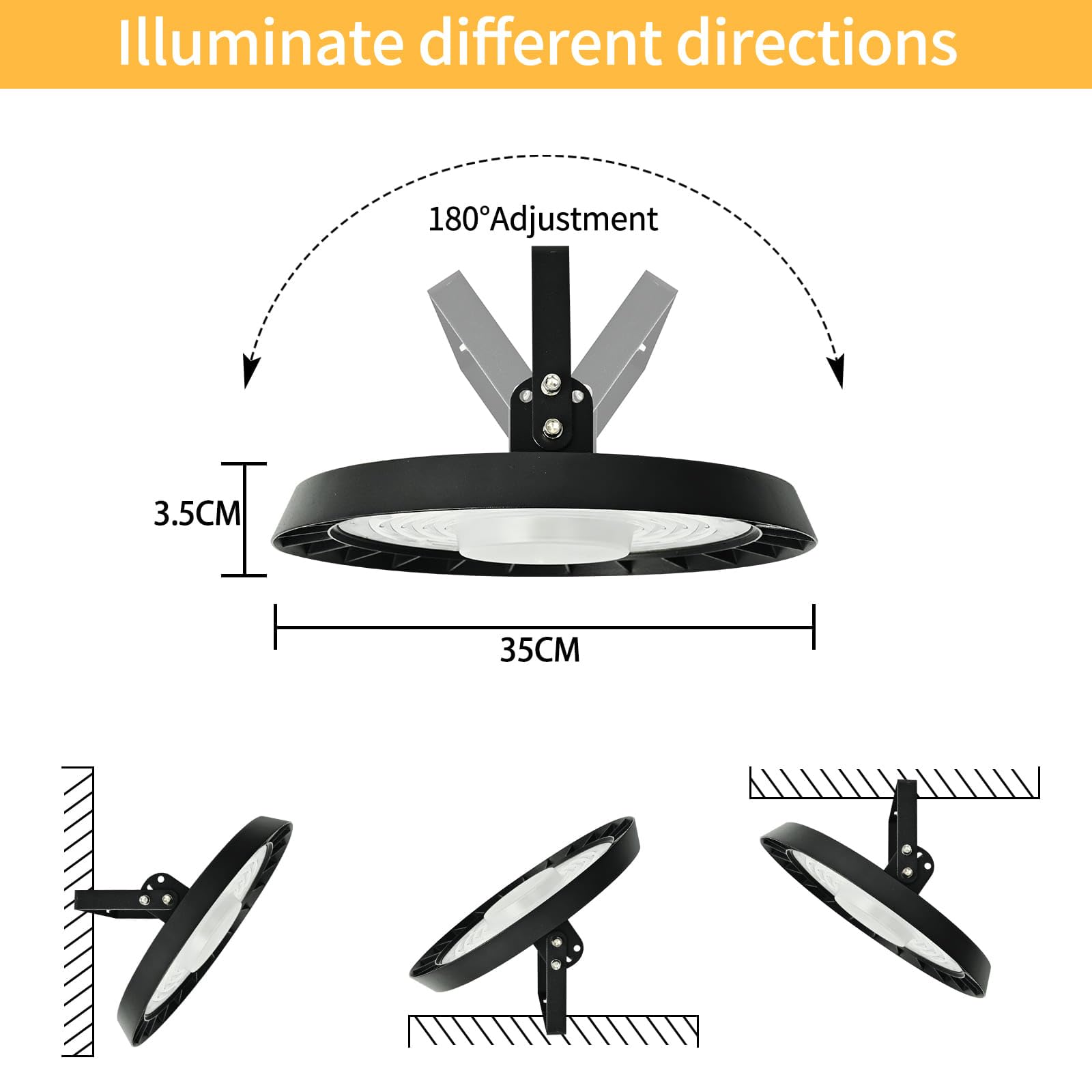 UFO LED Hallenstrahler 300W 30000LM 6500K mit Ständer, 6 Stück | Superhell 30000LM, 6500K Kaltweiß, 120° Abstrahlwinkel, ideal für Werkstätten Fabrikhallen, mit Ständer