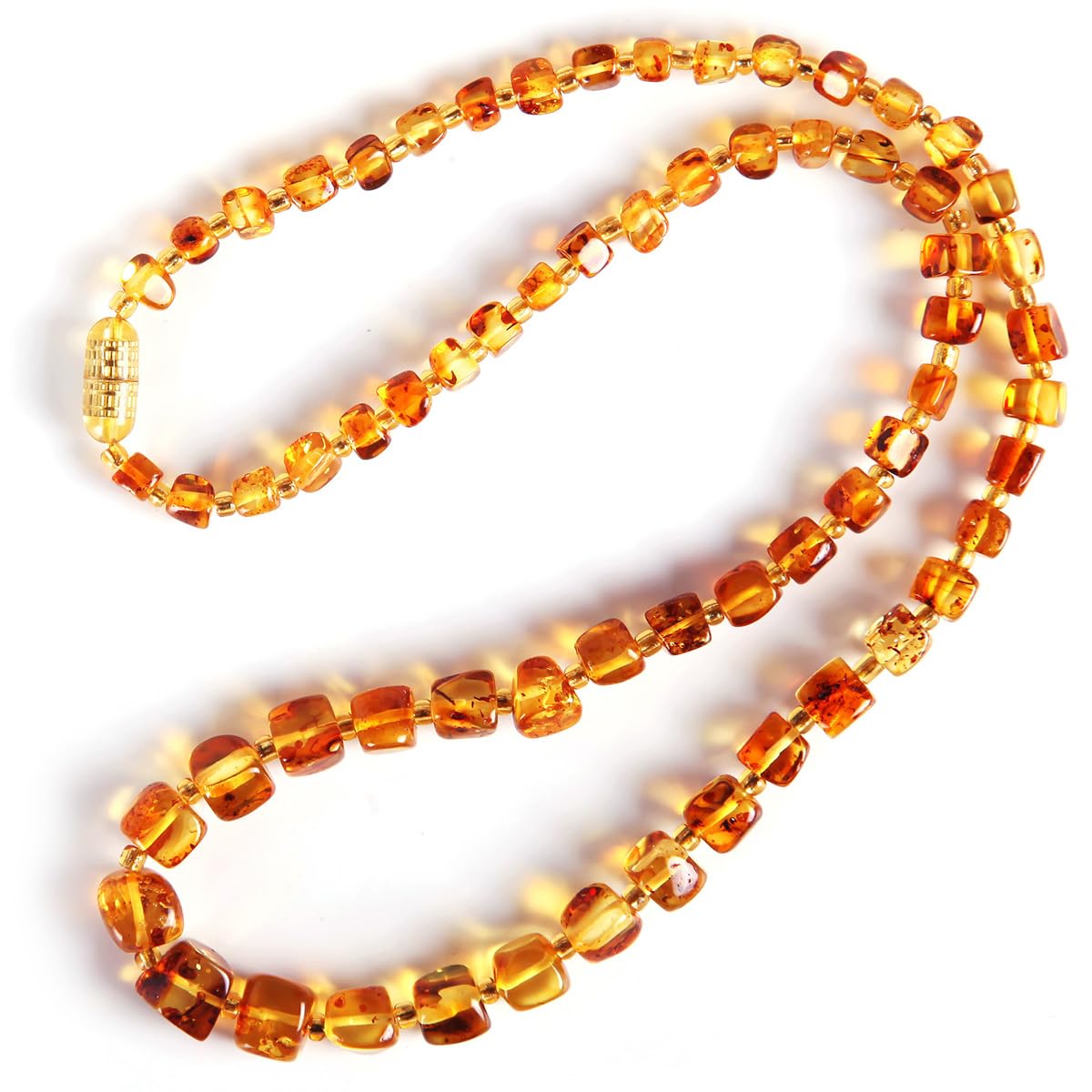 Guptue Natural Baltic Amber necklace for Adults Women or Men/Baroque Shape Polished Amber Beads Certified Amber Jewelry