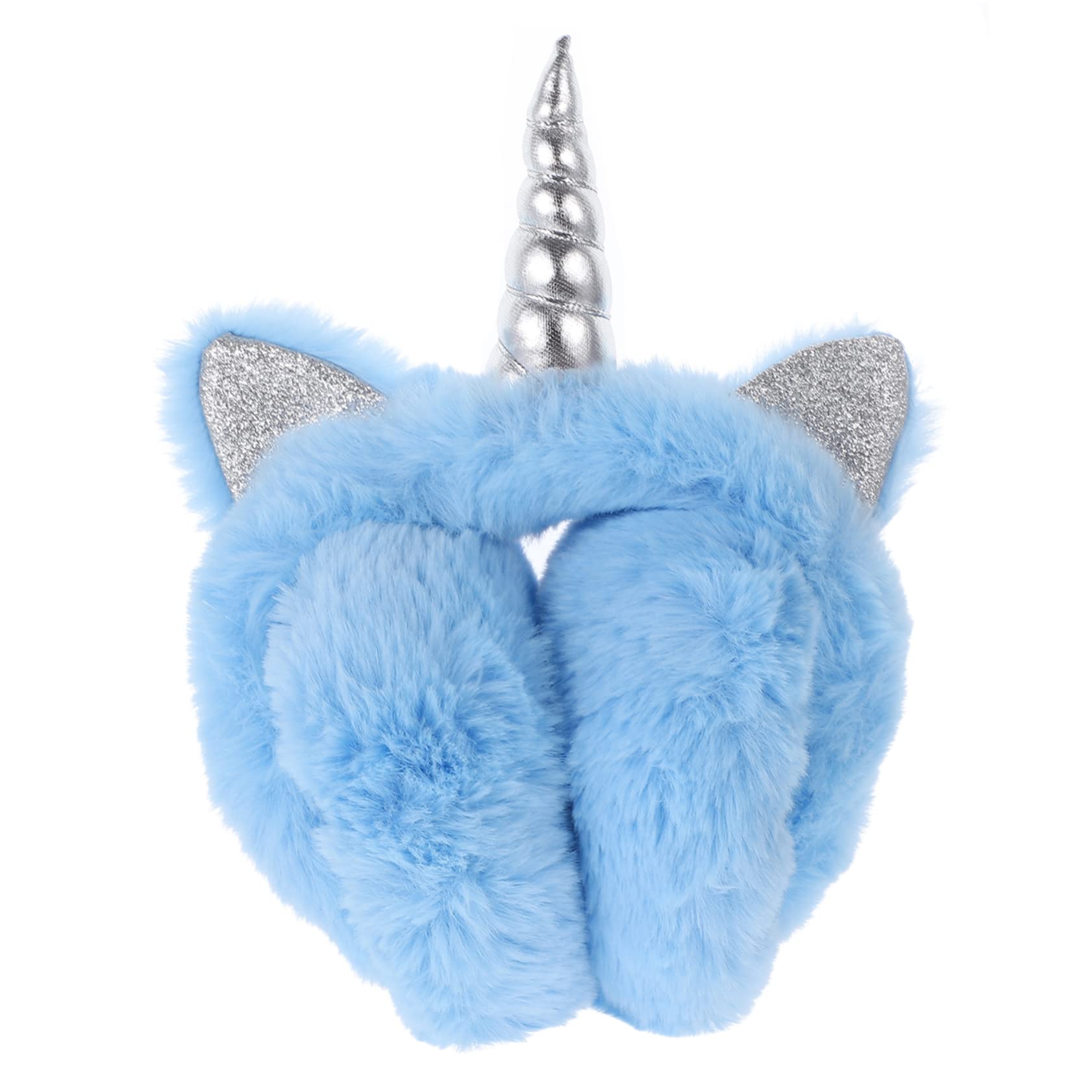 VANZACK Unicorn Earmuffs Ear Muffs for Cute Ear Warmer Adults Fluffy Ear Christmas Presents Christmas Ear Covers Blue Plush