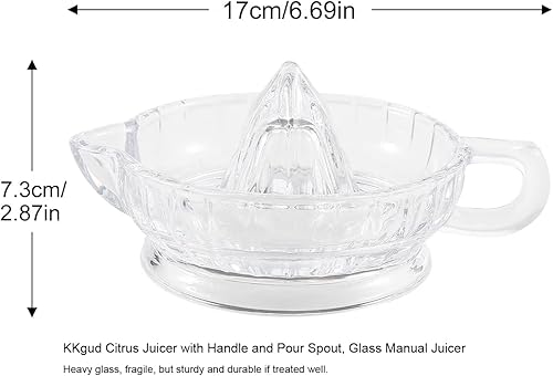 Miniatura 2 de Exprimidor de cítricos con mango y boquilla de vertido, exprimidor manual de vidrio para limón pequeño y naranja pequeña