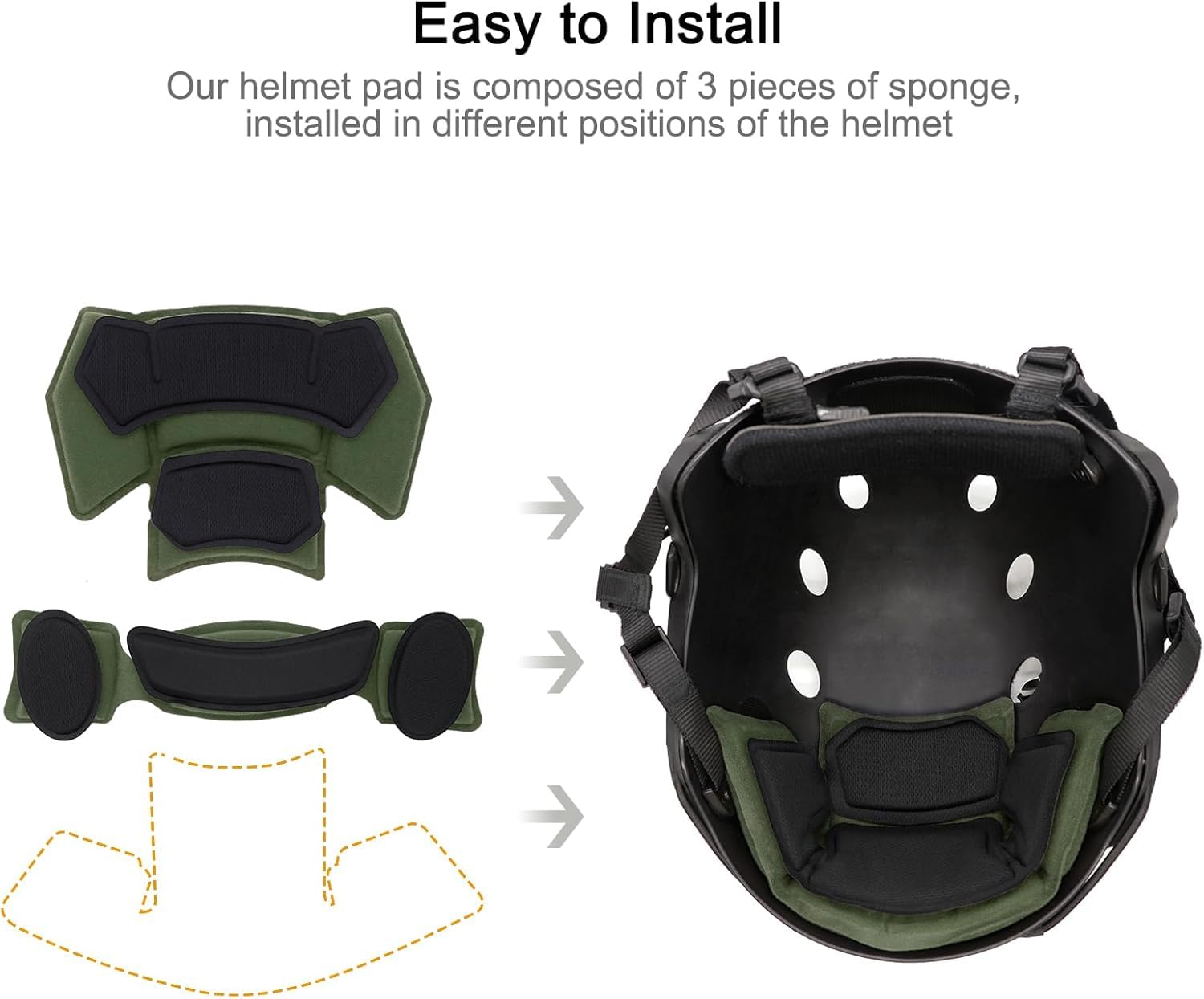 Helmpolster Memory Foam Pad Schutzmatte Helmpolster Kit wasserdicht Universal Helmpolster Einsätze für ACH Mich Team Wendy FMA EXF Fast Helm