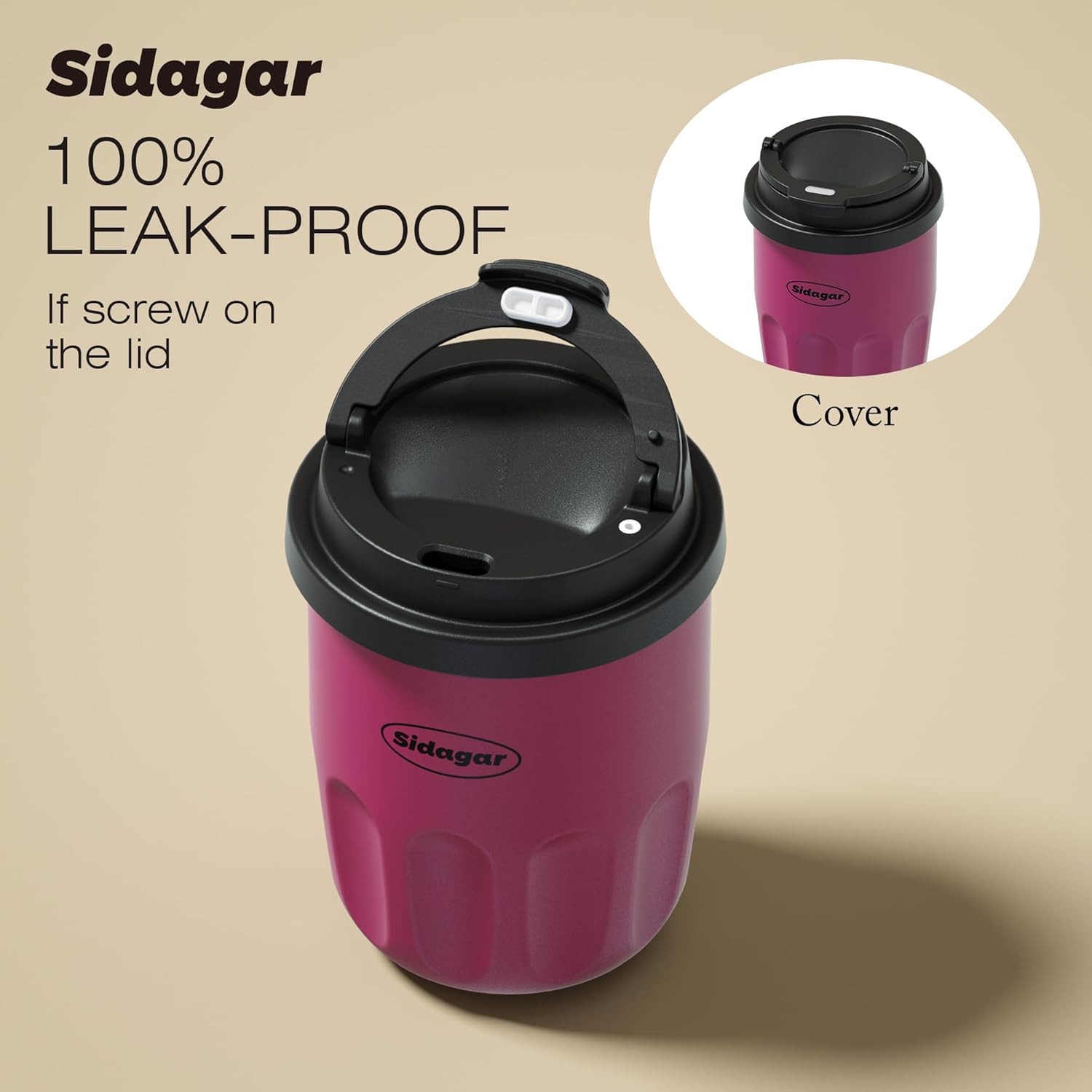 Travel Coffee Mug 10 oz Ceramic Lined Tumbler, Double Wall Stainless Steel Coffee Cup with Lid, Vacuum Spill Proof Mini Water Bottle, Insulated Thermal Mug for Home Office, Purple - Image 4