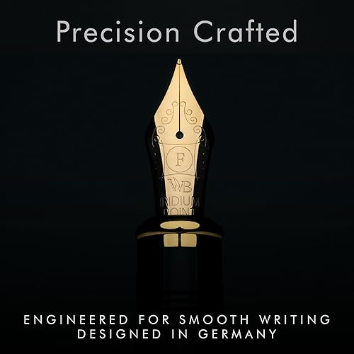 Vista 34 de Wordsworth & Black Majesti - Bolígrafo estilográfico (a cuadros), funda de lujo, acabado cromado; cartuchos de tinta extrafinos, convertidor