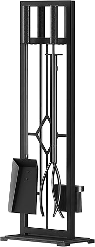 Miniatura 1 de Fire Beauty Juego de herramientas de chimenea de hierro forjado para poker de poker (negro)