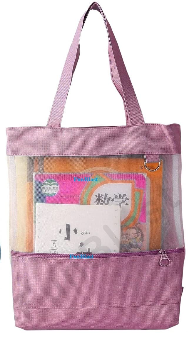 FunBlast Shoulder Hand Bag for Women – Fashion Carry Bag Clear Stadium Bag for Security Travel, Shopping Bag, Sports and Work, Travelling Bag with Zipper and Hanging Holder (Pink)-picture-43