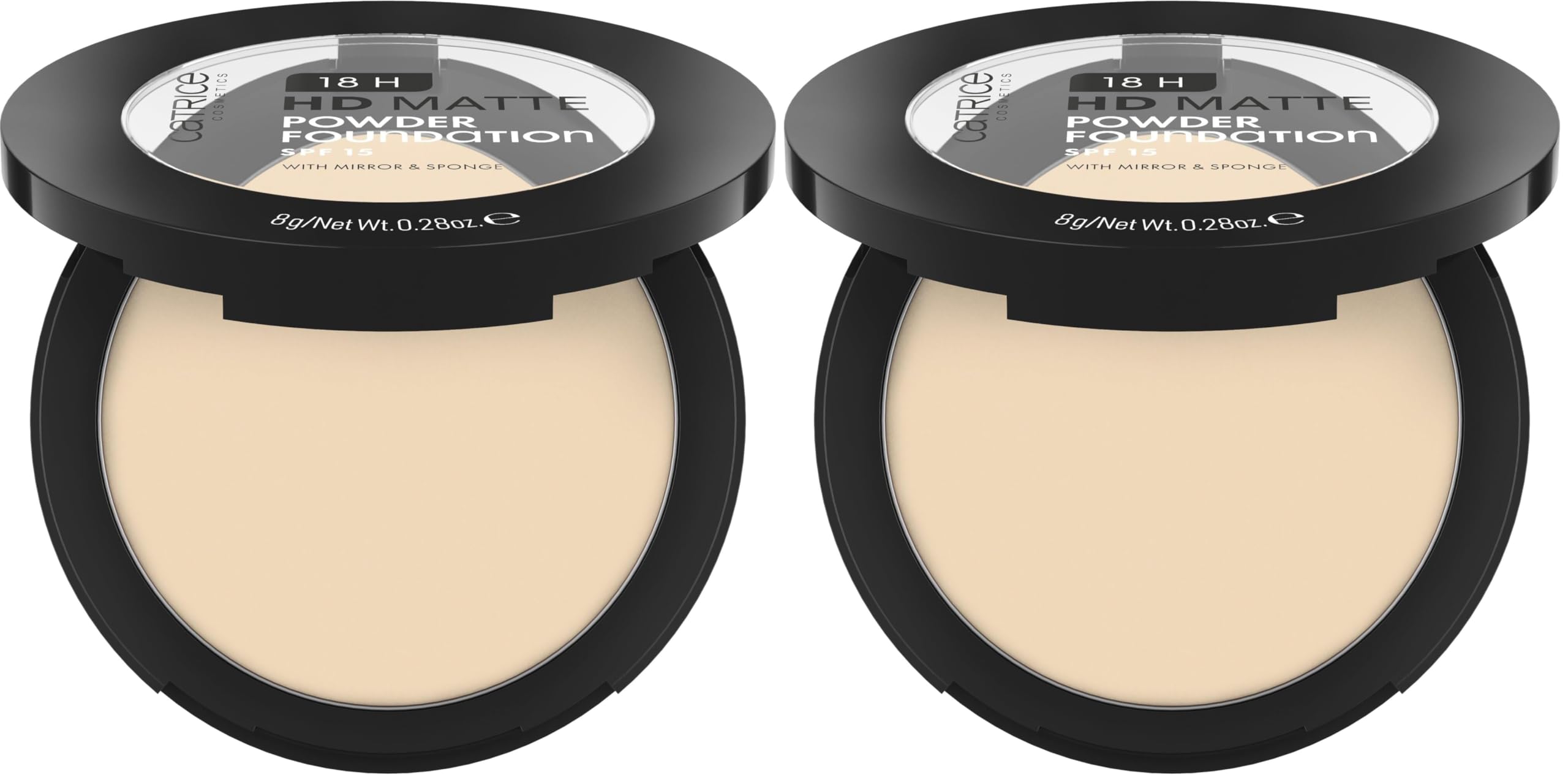 Catrice 18H HD Matte Powder Foundation, Nr. 005N, Nude, langanhaltend, mattierend, matt, für unreine Haut, vegan, ölfrei, UVA- und UVB-Filter + SPF 15, ohne Parfüm, 2er Pack (8g)