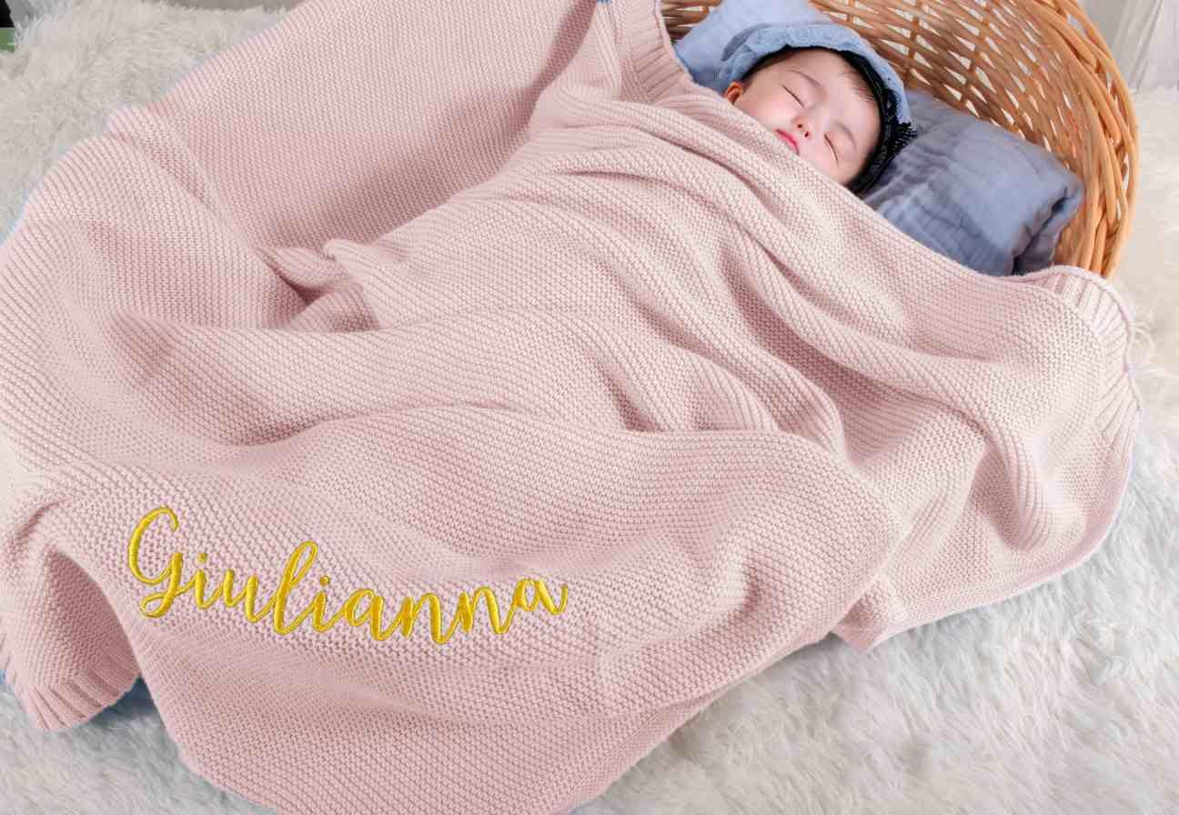 Tivhelrf Custom Baby Knit Blankets with Hand-Embroidered Name, Personalized Gift for Infants, Toddlers, and Kids โ image 1