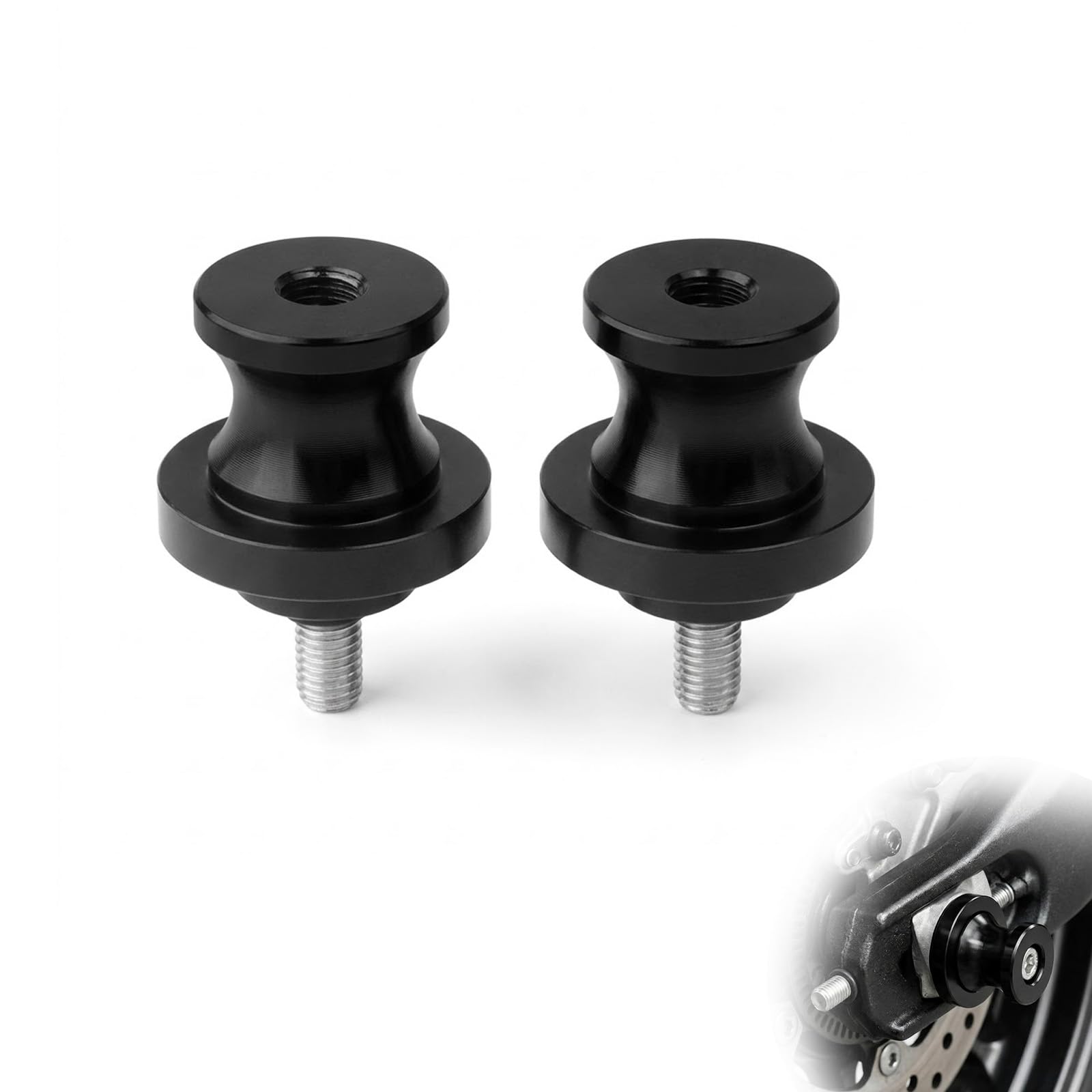 Jetstream 2 piezas M8 soporte soporte Bobbins, soporte de montaje, accesorios para rueda de mortor, adecuado para la mayoría de agujeros de brazo oscilante de 8 mm, negro