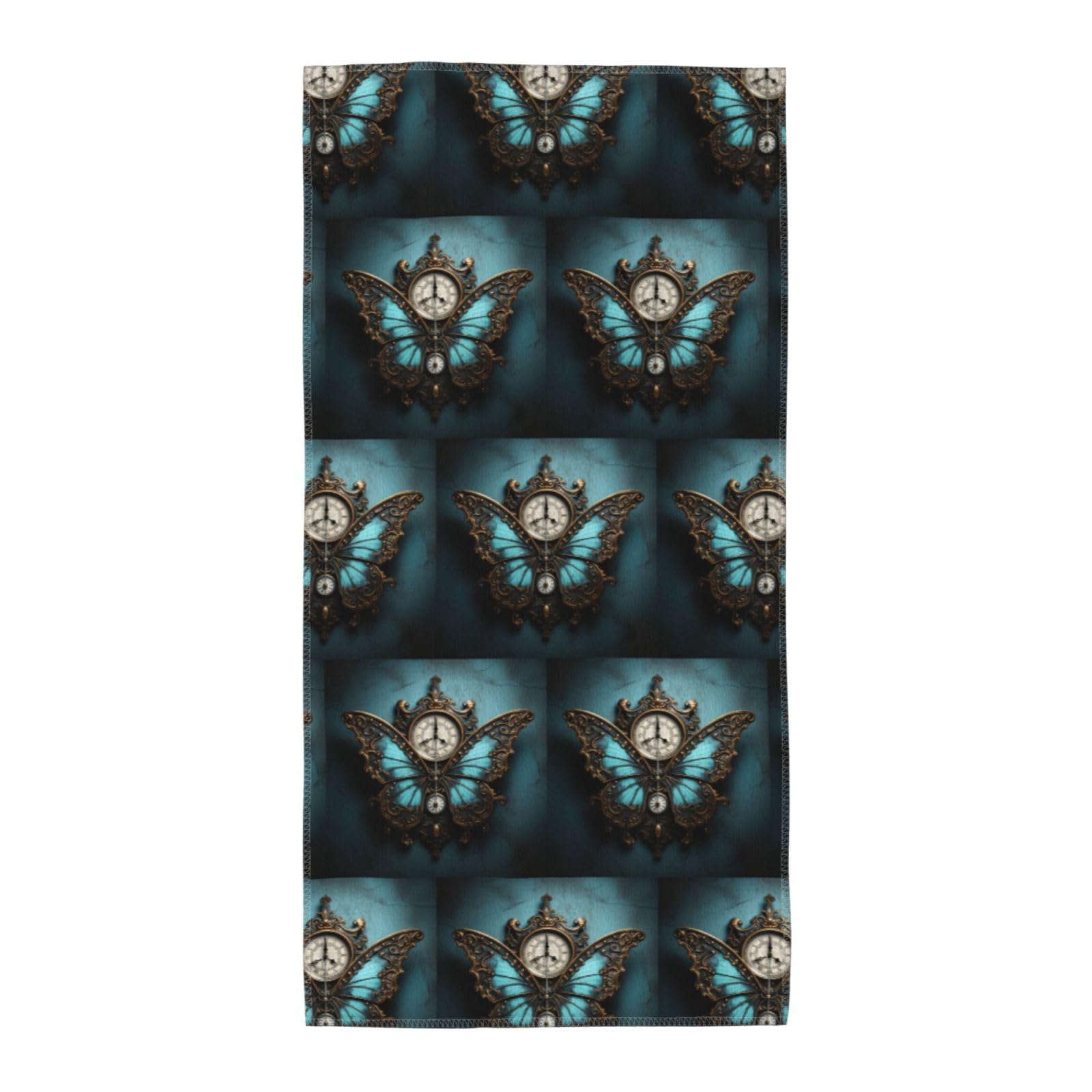 DIEzig Clock Butterfly Fashion Printed Long Bath Towel For Pool Side Seaside Holiday